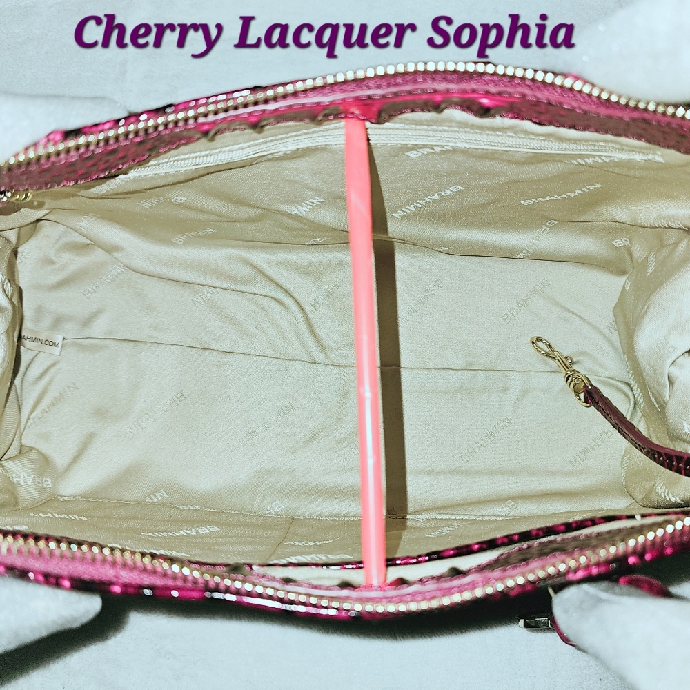 NWT Brahmin CHERRY LACQUER Sophia w/Veronica Wallet - Picture 8 of 16